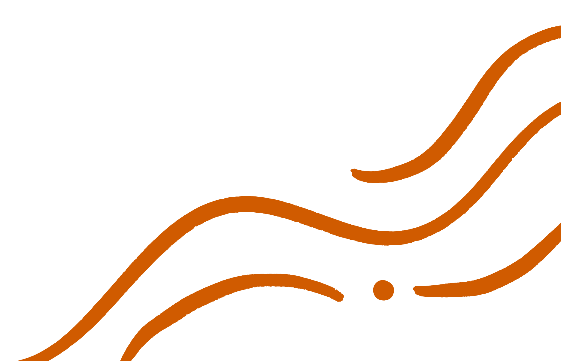 Stylized black and orange GPS map with curved orange lines and dots on a black background.