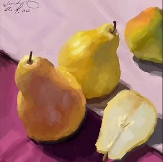 digital painting still life of pears