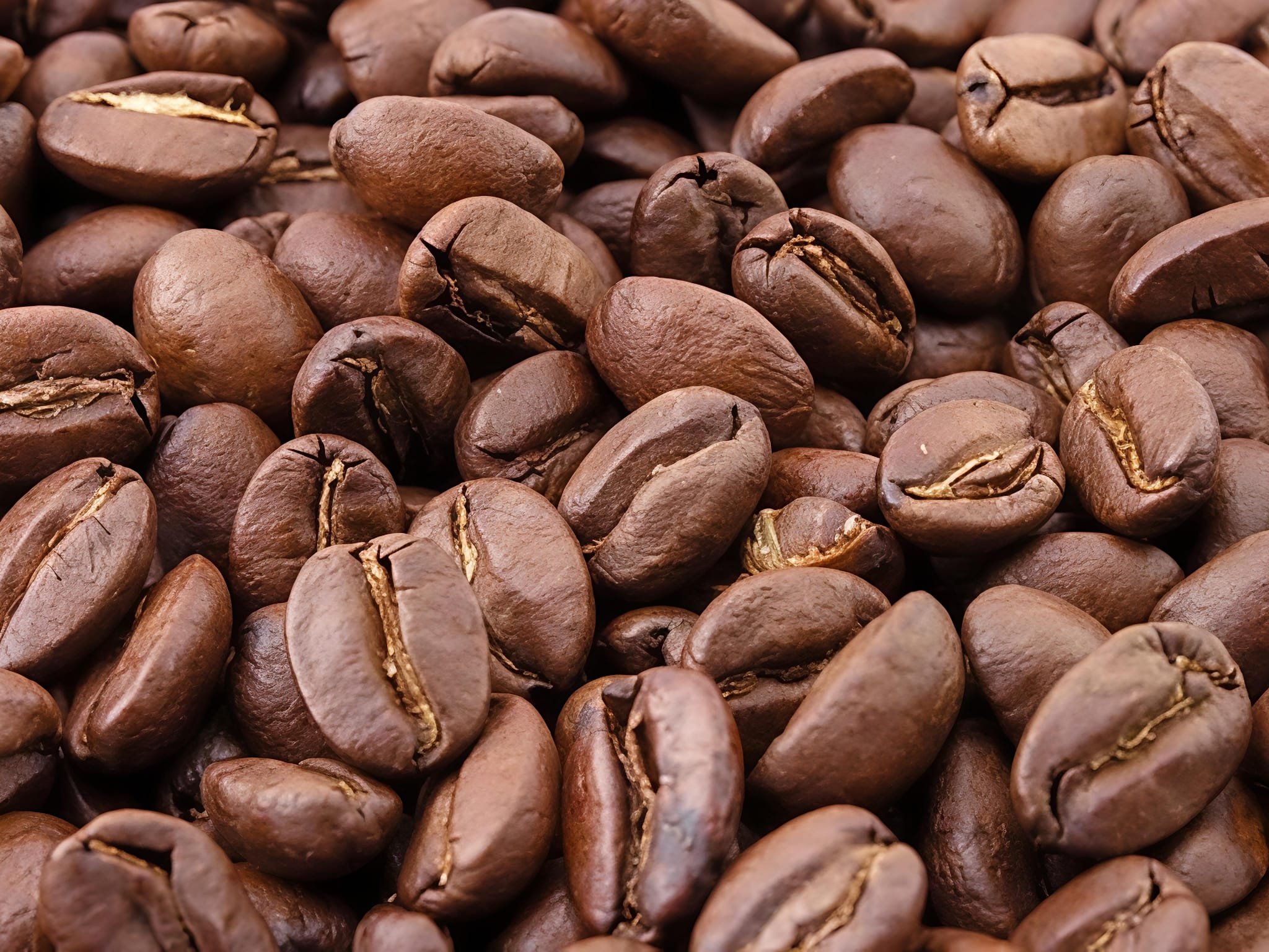 Close-up of roasted coffee beans.