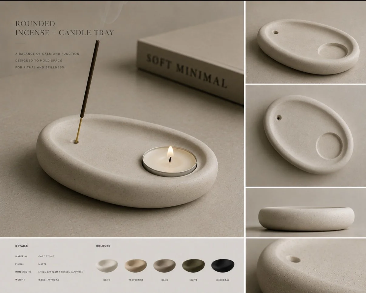 The Rounded Incense & Candle Tray 

- From R750
