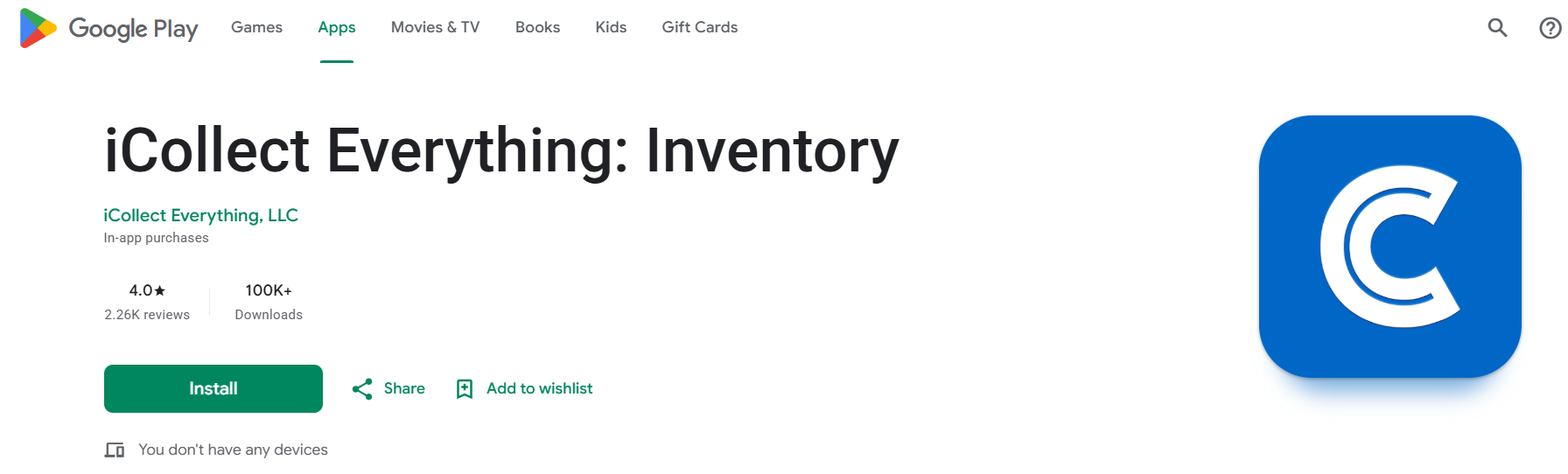 iCollect Everything - Android Store