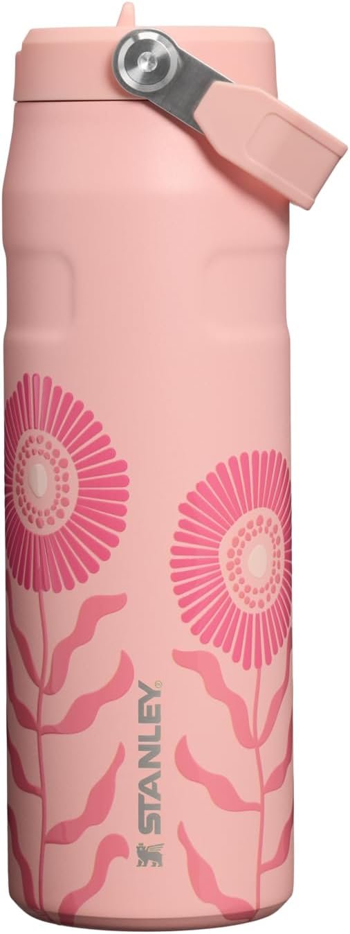 STANLEY IceFlow Flip Straw 2.0 Bottle, 24 oz, Sorbet Garden | Easy Carry Handle | Twist On Lid and Flip Up Straw | Lightweight Water Bottle | Insulated Stainless Steel | BPA-Free