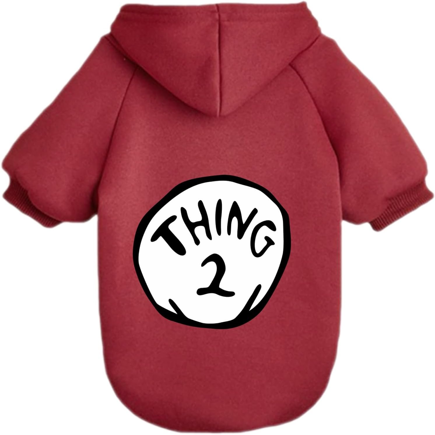 Dog Hoodie Pet Clothes for Small Dogs Thing 2 Printed Hoodies Medium Puppy Hooded Sweatshirt Pullover Outfit(Wine Red,2XL)
