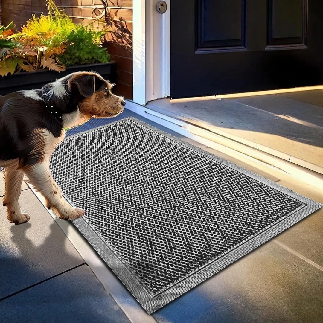 Muddy Mat® Meshy Mat™ Door Mat Heavy-Duty Quick-Dry Floor Mat, Sand & Dirt Trapper for Indoor & Outdoor, Ideal for Entrance, Mudrooms,Patios & Garages,Low-Profile,Non-Slip,Washable– Grey 17"x30"x0.4"