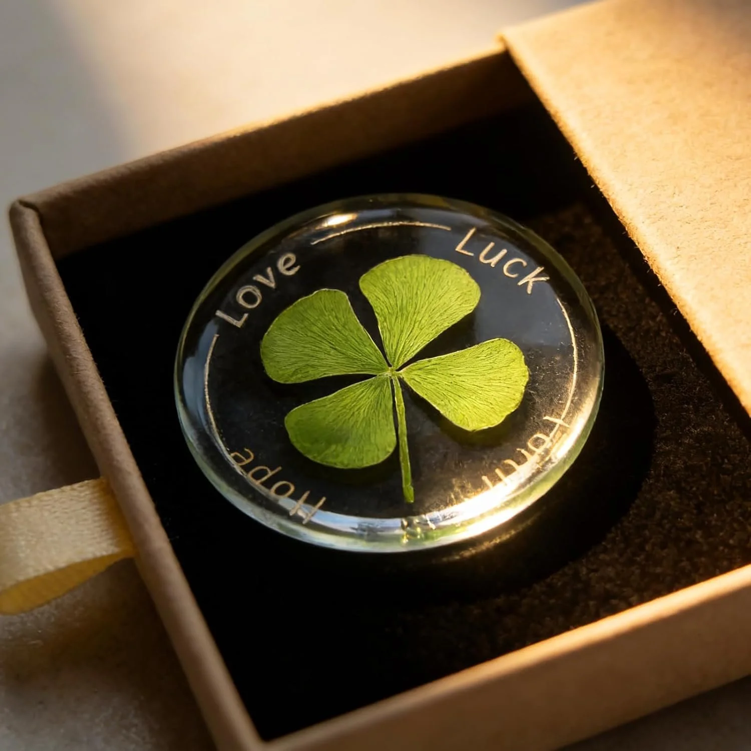 OULYDEKO Preserved Four Leaf Clover- Real 4 Leaf Clover Lucky Charm (1.25”) - Authentic Irish Good Luck Gift, Pocket Token for Family & Friends | St Patrick’s Day Gift,Good Luck Charms