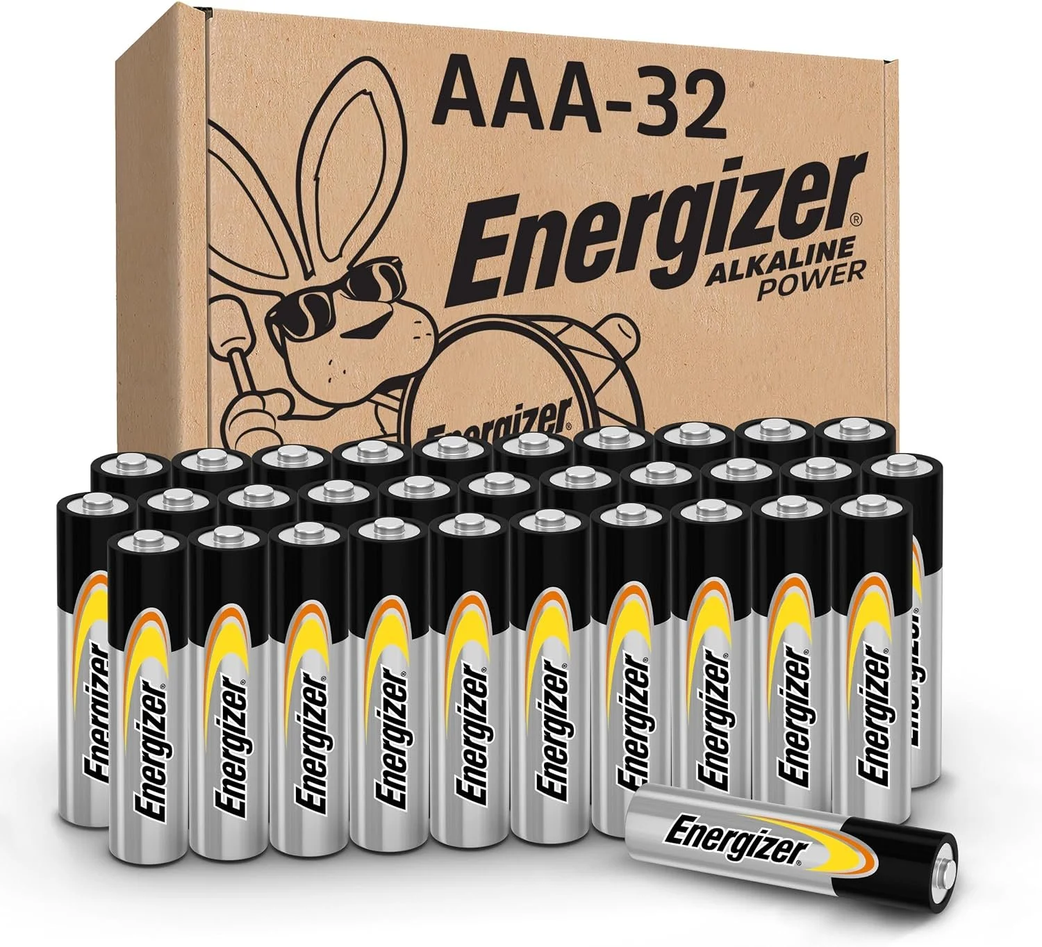 Energizer Alkaline Power AAA Batteries (32 Pack), Long-Lasting | For wireless mouse, flashlights, thermometers, smart home devices, and controllers; hold power for up to 10 years in storage