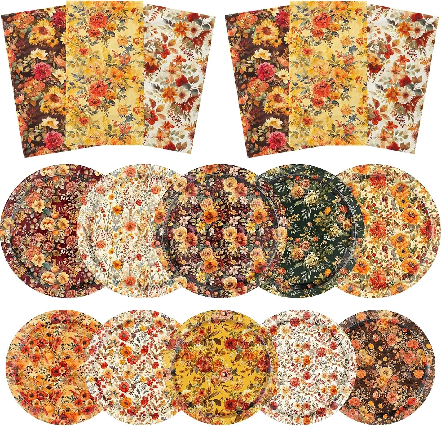60Pcs Fall Plates and Napkins Autumn Thanksgiving Paper Plates and Napkins Thanksgiving Party Decorations for Bridal Shower Birthday Wedding Fall Party Decorations