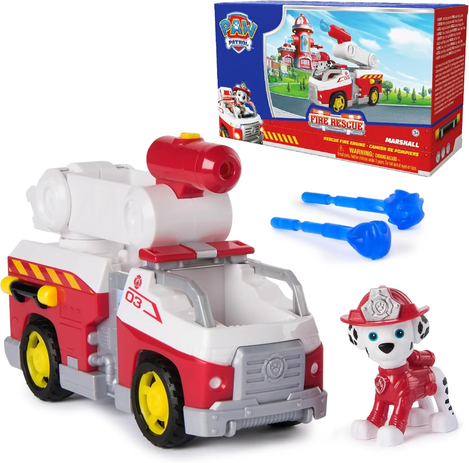 Paw Patrol Fire Rescue Marshall Rescue Fire Engine Toy Truck
8-Inch Toy Fire Engine, Tilting Rescue Ladder, Water Projectile Launcher, Marshall Action Figure, Kids Toys