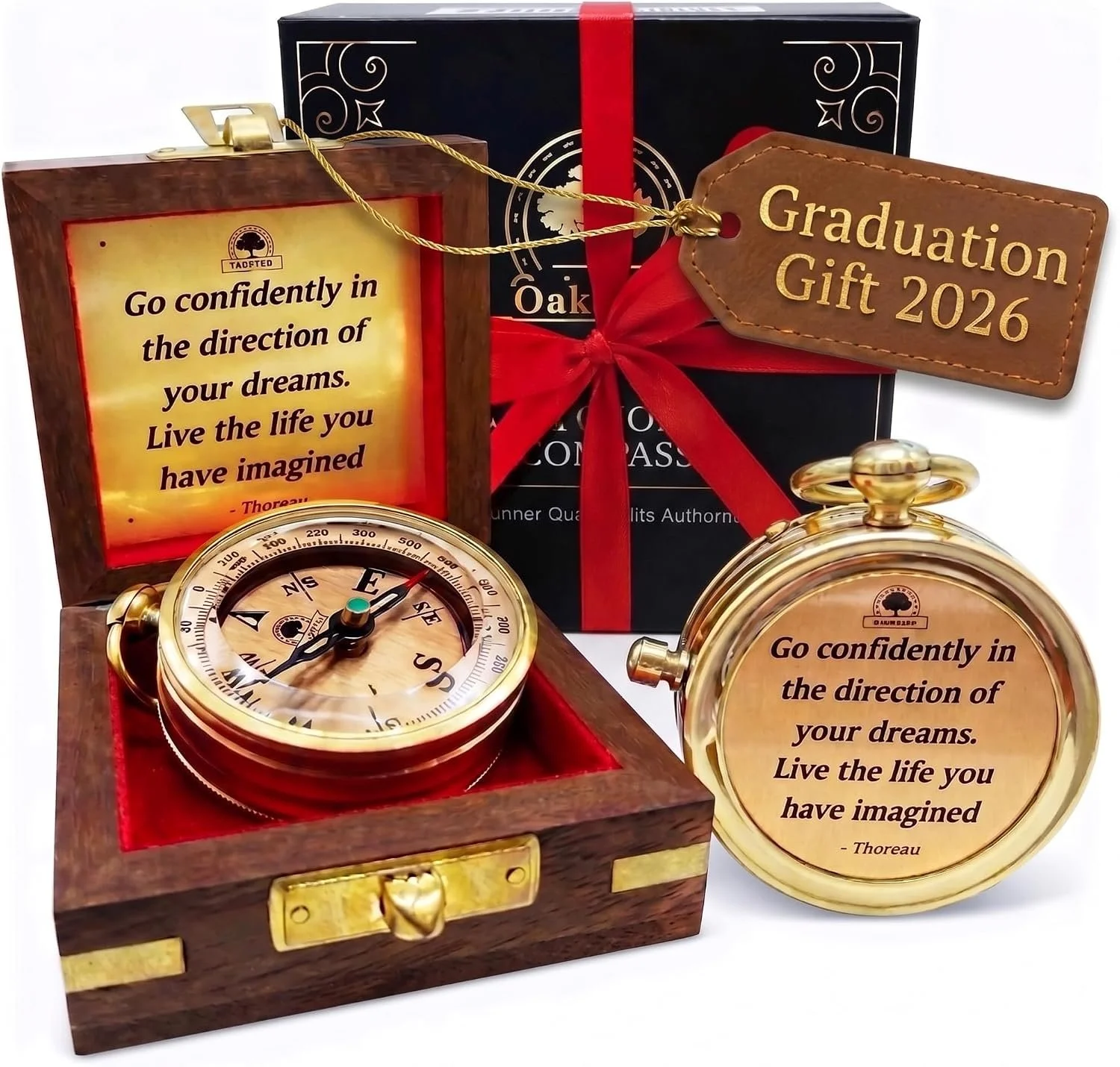 The Dream Chaser Compass - Go Confidently -2026 Unique Graduation Gifts for Him, College, High School, Cool Birthday Gift Idea for Son, Boys, Motivational Greeting Card Included