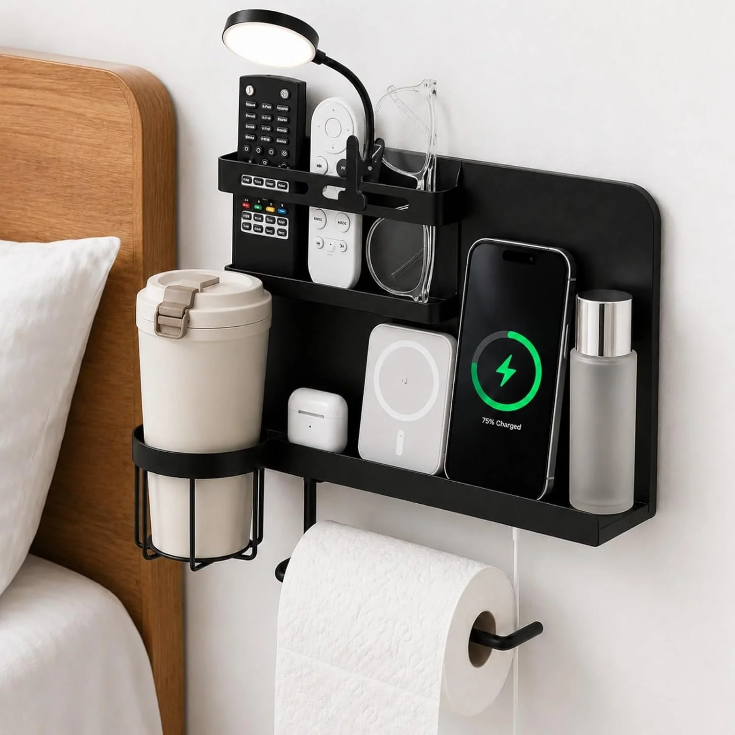 Floating Bedside Wall Shelf,【Metal】 Wall Organizer for College Dorm Decor
No Drill- Bedside Shelf Wall Mount Nightstand for Bedroom, Loft Bed, Bunk Bed, Teen Girl, Dorm Small Room Stuff, RV Shelves
