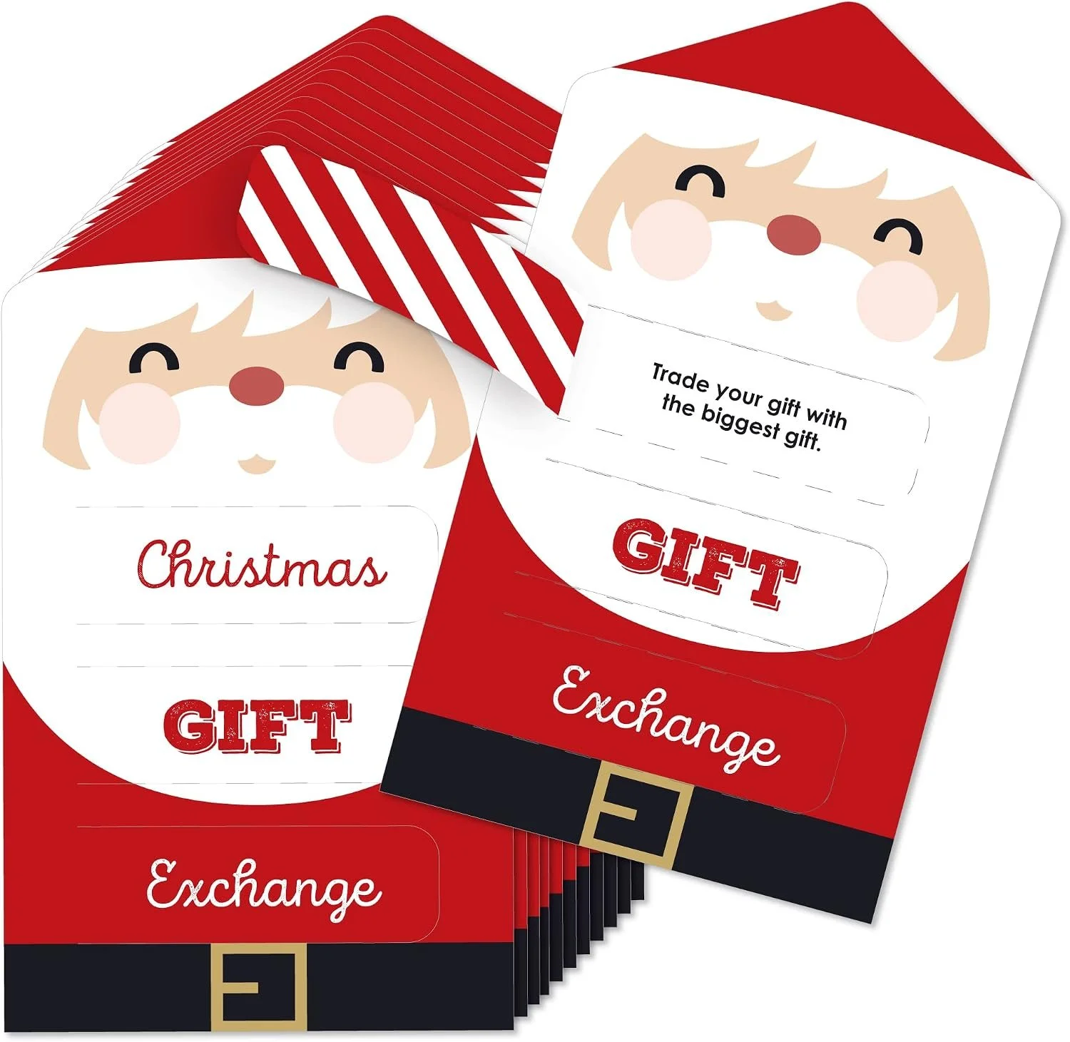Big Dot of Happiness Jolly Santa Claus - Christmas Party Game Pickle Cards - White Elephant Gift Exchange Pull Tabs - Set of 12