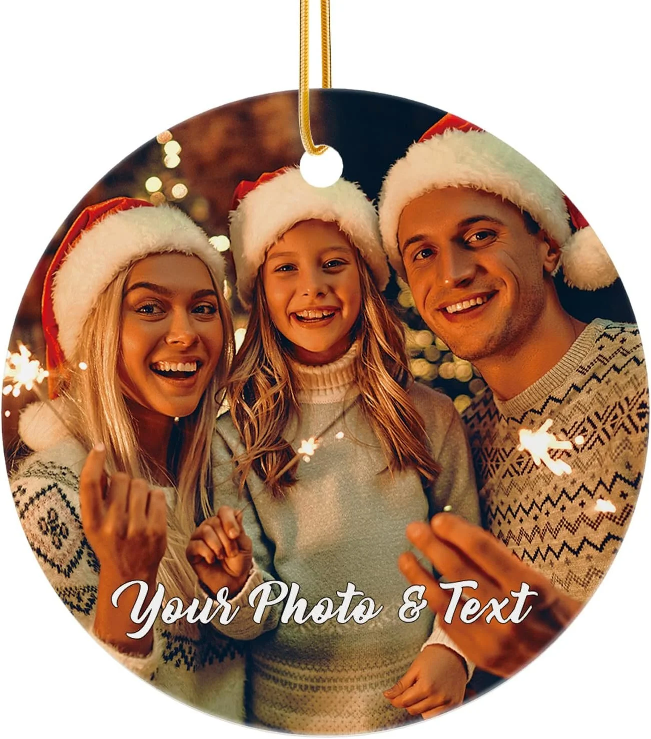 Bemaystar Personalized Christmas Ornaments with Photo Text - Custom Ornaments for Christmas Tree, Photo Ornament, Xmas Tree Decor, Personalized Xmas Gifts for Mom, Dad, Kids, Pets, Friends, Lovers
