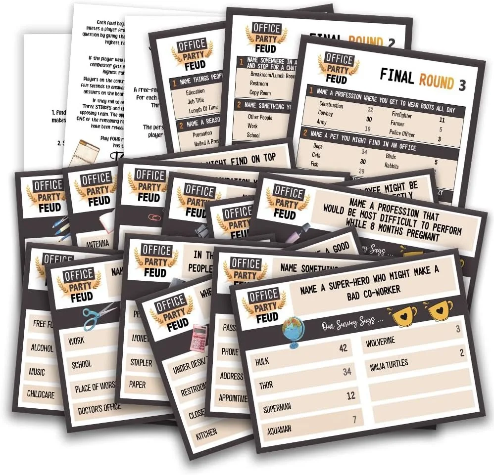Office Friendly Feud Quiz, Family Feud Quiz, Office Party Games, Team Building Games, Feud Trivia Quiz