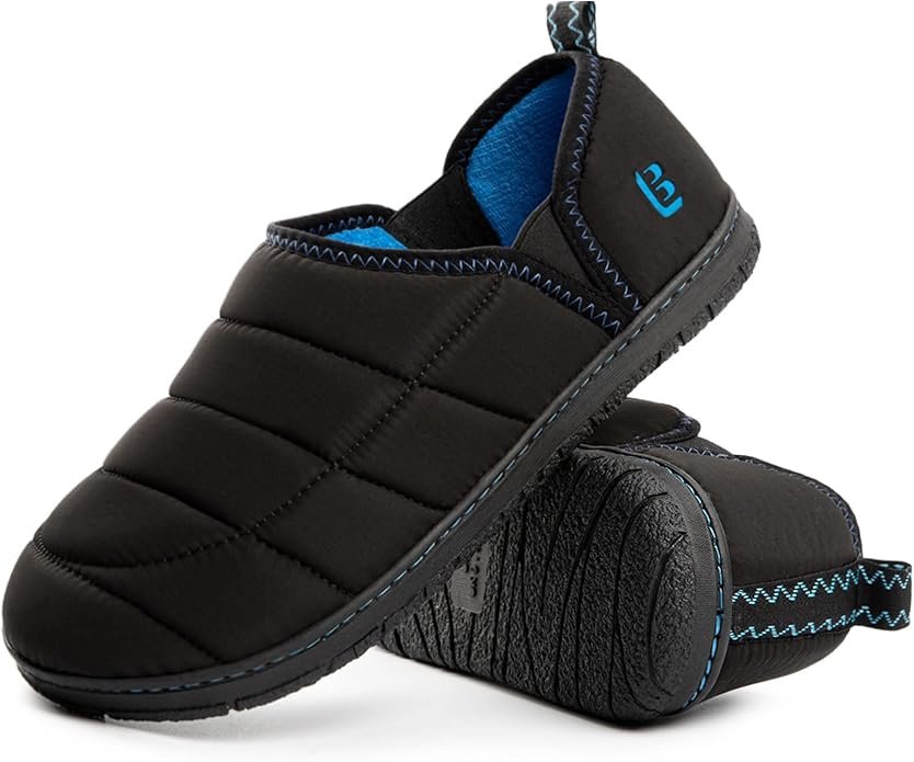 LongBay Men's Outdoor Slippers Two Tone Cozy Memory Foam Slip On Indoor House Shoes Bedroom Loafers