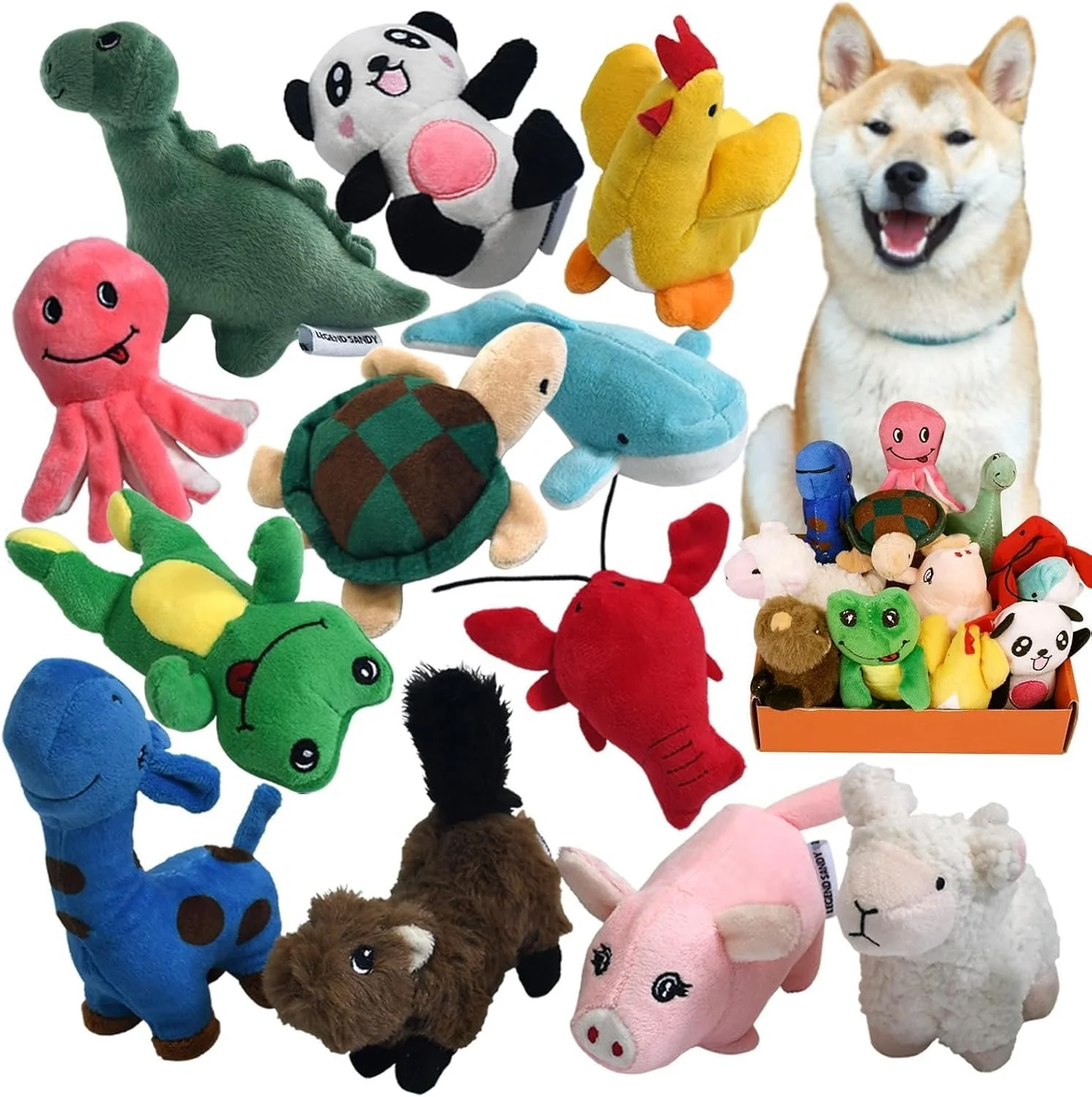 LEGEND SANDY Squeaky Plush Dog Toy Pack for Puppy, Small Puppy Chew Toys
12 pcs Puppy Toys, Dog Toys Bulk with Squeakers, Cute Soft Pet Toy for Small Medium Size Dogs, Gift fot Pet