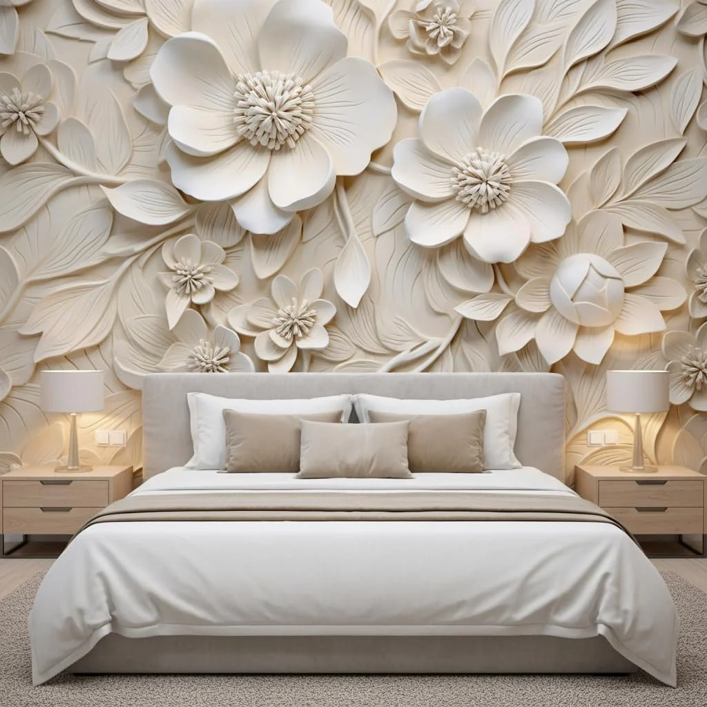 3D Relief Floral Peel and Stick Mural Wallpaper Magnolia Wall Mural
137"x96", Self Adhesive Canvas, for Bedroom Living Room Bathroom, Seamless, No overlapping