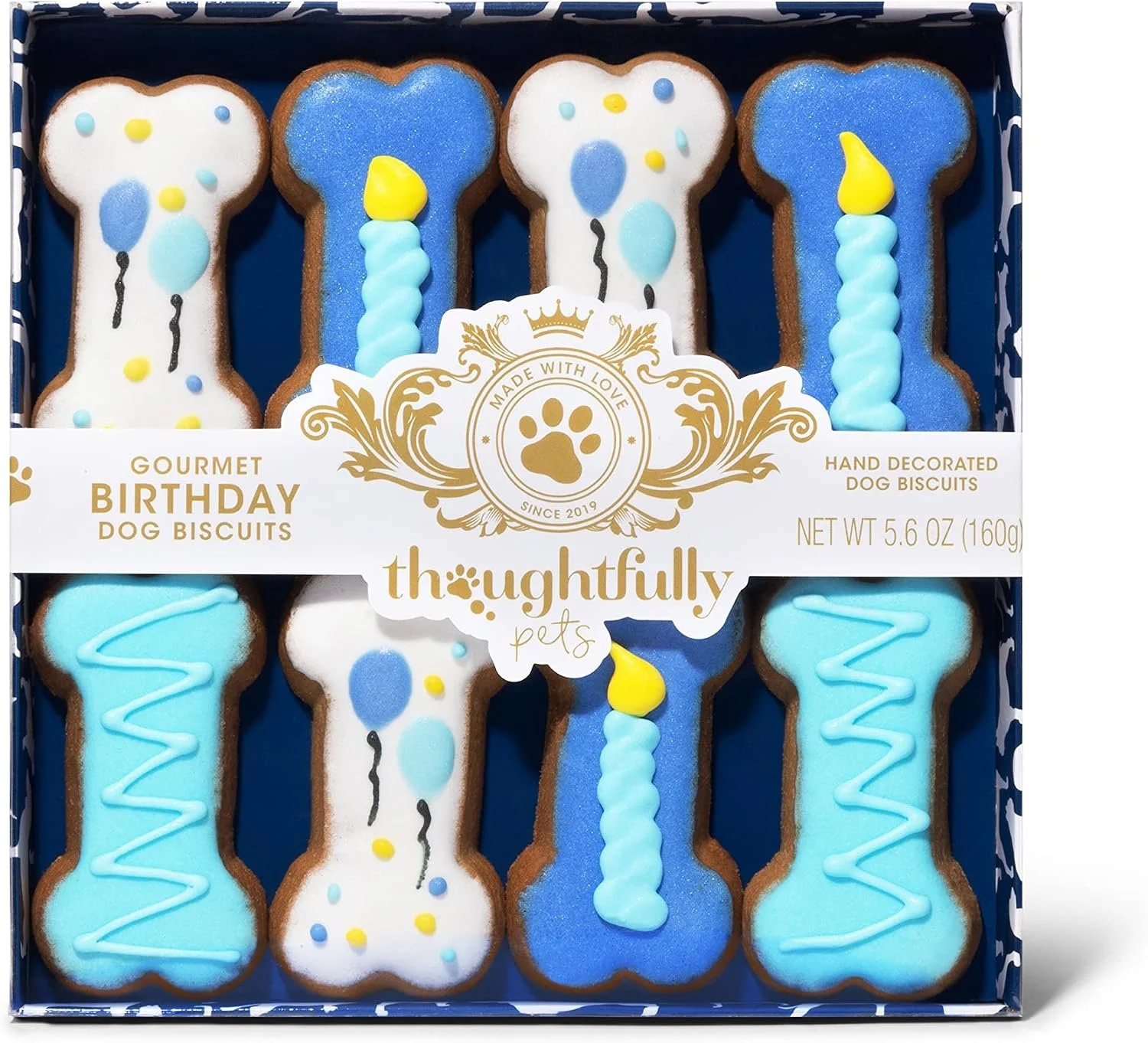 Blue Dog Birthday Cookie Gift Set, Decorated Bone-Shaped Treats, Set of 8
Crunchy Dog Biscuits, Puppy Party, Pet Celebration, Dog Lover Gift, Barkday Treats, Dog Mom & Dog Dad Gift