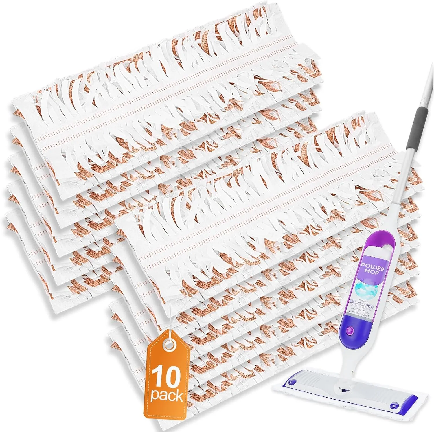 10 PCS Disposable Power Mop Refill Pads Compatible with Swiffer Power Mop, Multi-Surface Floor Cleaning Pads Refill, Thickened Absorbent Replacement Mopping Pad for Wet Dry Use