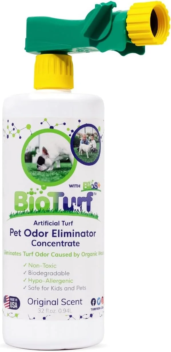 BioS+ Artificial Turf Cleaner for Pet Urine Outdoor - Pet Odor Eliminator for Artificial Grass Dog Urine Cleaner - Organic, Non-Toxic - Safe for Use Around Kids, Pets, & Plants, 32oz