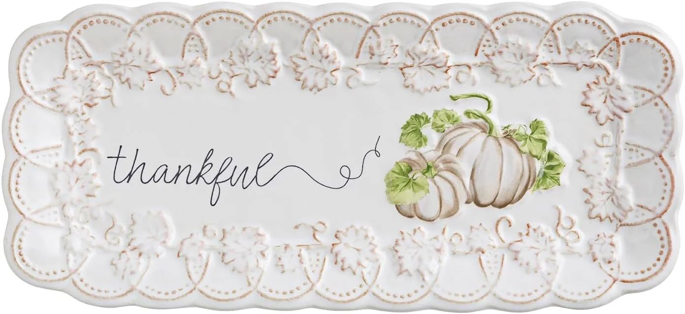 Mud Pie Thanksgiving White Pumpkin Everything Plate