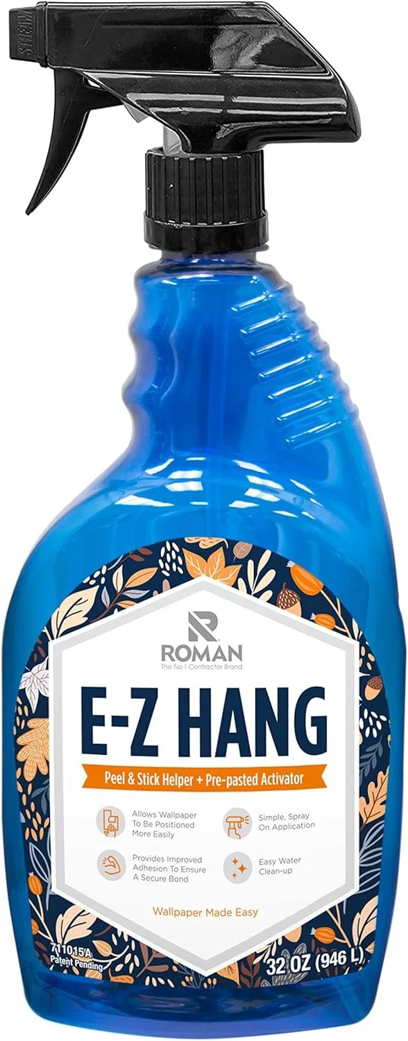 Roman’s E-Z Hang Peel & Stick Wallpaper Helper, Clear, Non-Staining, 32-OZ
Provides Slip and Increased Adhesion