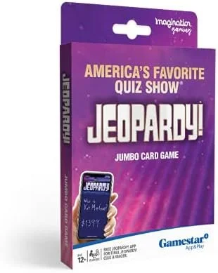 Jeopardy! America’s Favorite Quiz Show Jumbo Deluxe Card Game, Fast-Moving Game of Questions and Answers, Play at Home with Friends, Family, Home Entertainment, Get Excited and Fired Up, Ages 12+