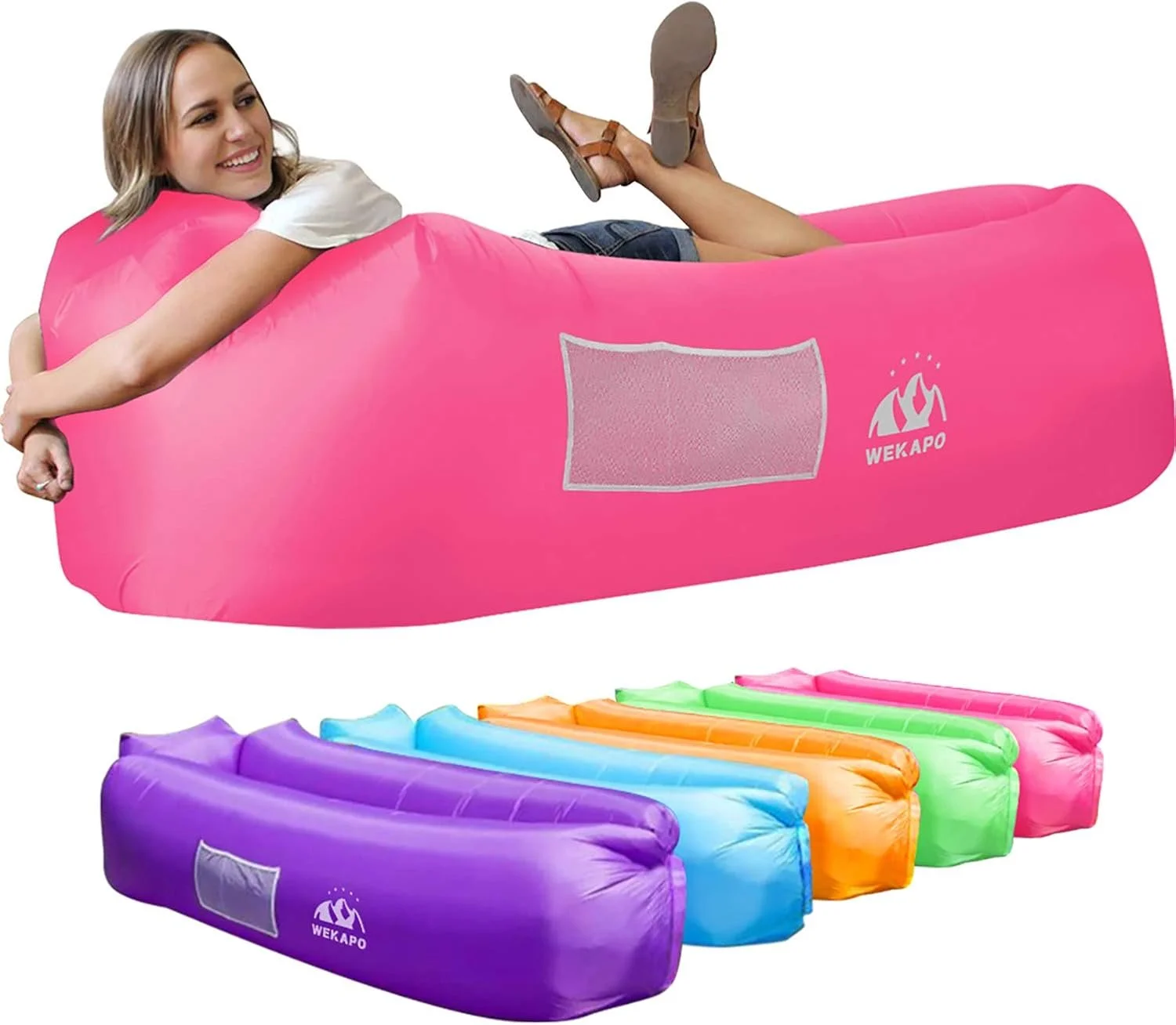 WEKAPO Inflatable Couch Air Lounger Chair - Camping & Beach Accessories, Portable Blow up Sofa for Hiking, Lawn, Indoor/Outdoor Movies & Music Festivals. Lightweight and Easy to Set Up Air Hammock | Portable, Waterproof, Leak-Proof, Ideal for Backyar