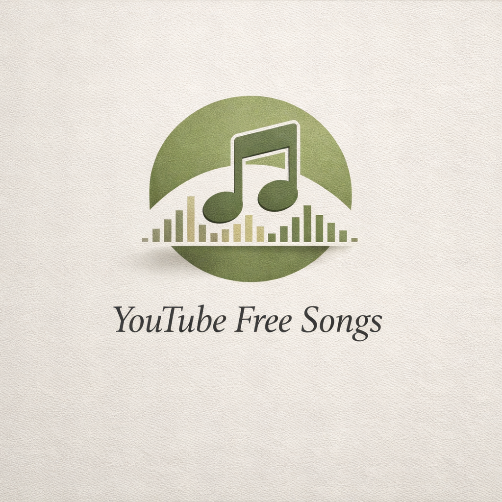 A graphic with a music note inside a green circle, with a stylized sound wave below, and the text "YouTube Free Songs" underneath.