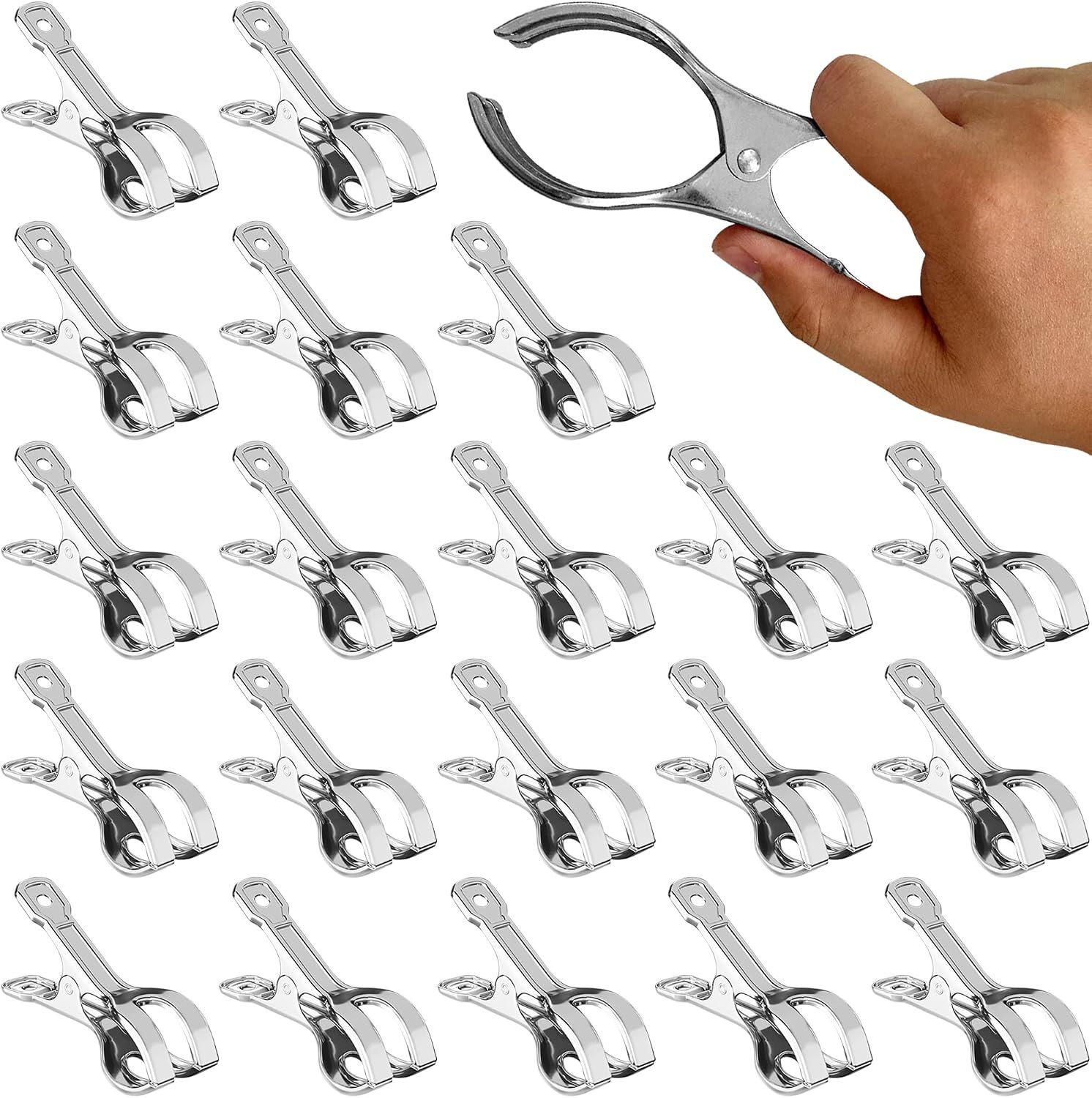 4.5 Inch Stainless Steel Swimming Pool Cover Clips for Above Ground Pools Cover Clips Clamps Heavy Metal Wind Guard Swimming Pool Cover Attachment Clips Kit (20)