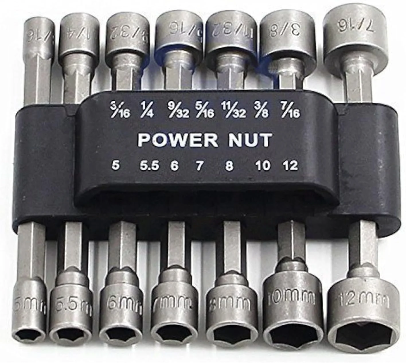 Power Nuts Driver Drill Bit Tools Set Metric Socket Wrench Screw 1/4'' Driver Hex Keys 14PCS
