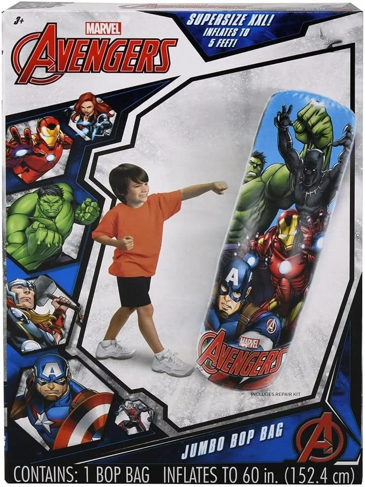 Avengers Jumbo Bop Bag Kids Super Size Punching Bag 5ft Tall Boys Age 3 and Up