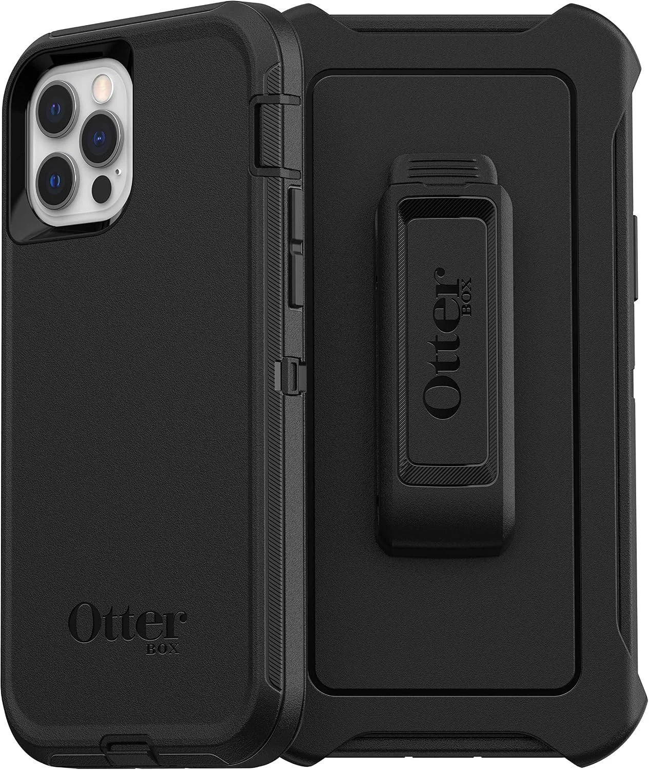 OtterBox iPhone 12 & iPhone 12 Pro Defender Series Case - Black | Rugged & Durable, with Port Protection, Includes Holster Clip Kickstand, Multi-Layer, Impact Absorbing iPhone Case