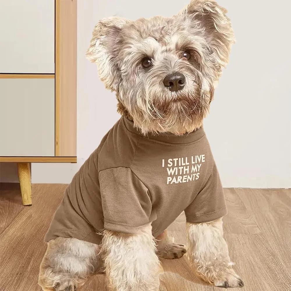 Dog T-Shirt Pullover - Breathable Pet Jumper for Small Medium Dogs(Khaki L)