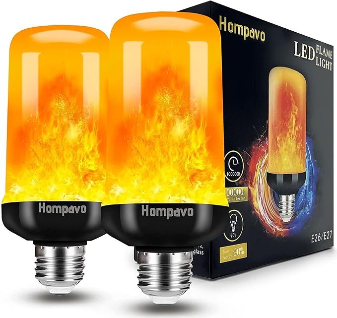 Hompavo 【Upgraded】 Flame Light Bulbs for Home Decor with Upside Down Effect | 4-Mode LED E26/E27 Flickering Light Bulbs for Halloween Christmas Party Patio Porch Indoor & Outdoor Decorations - 2