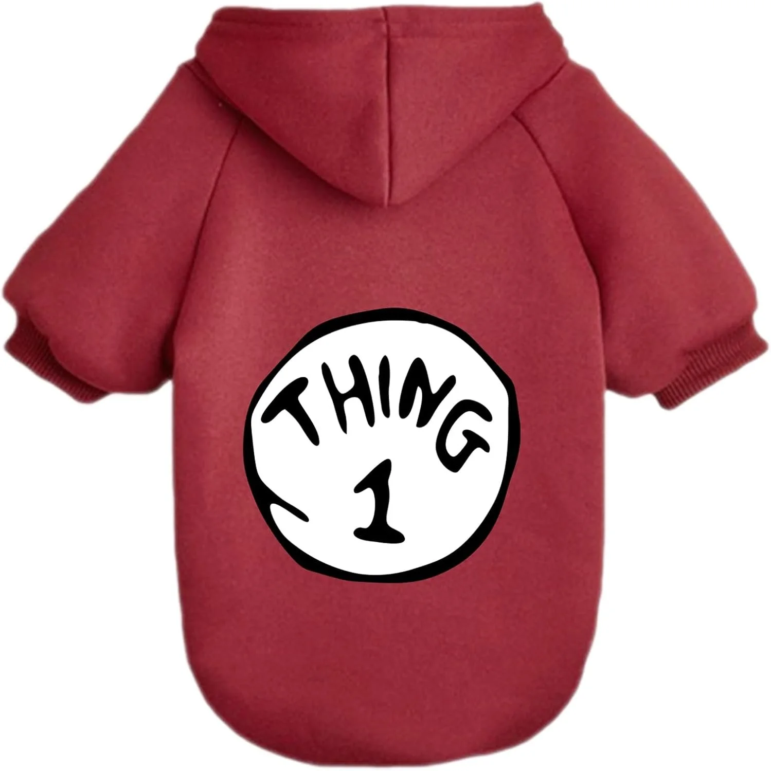 Dog Hoodie Pet Clothes for Small Dogs Thing 1 Printed Hoodies Medium Puppy Hooded Sweatshirt Pullover Outfit(Wine Red,2XL)