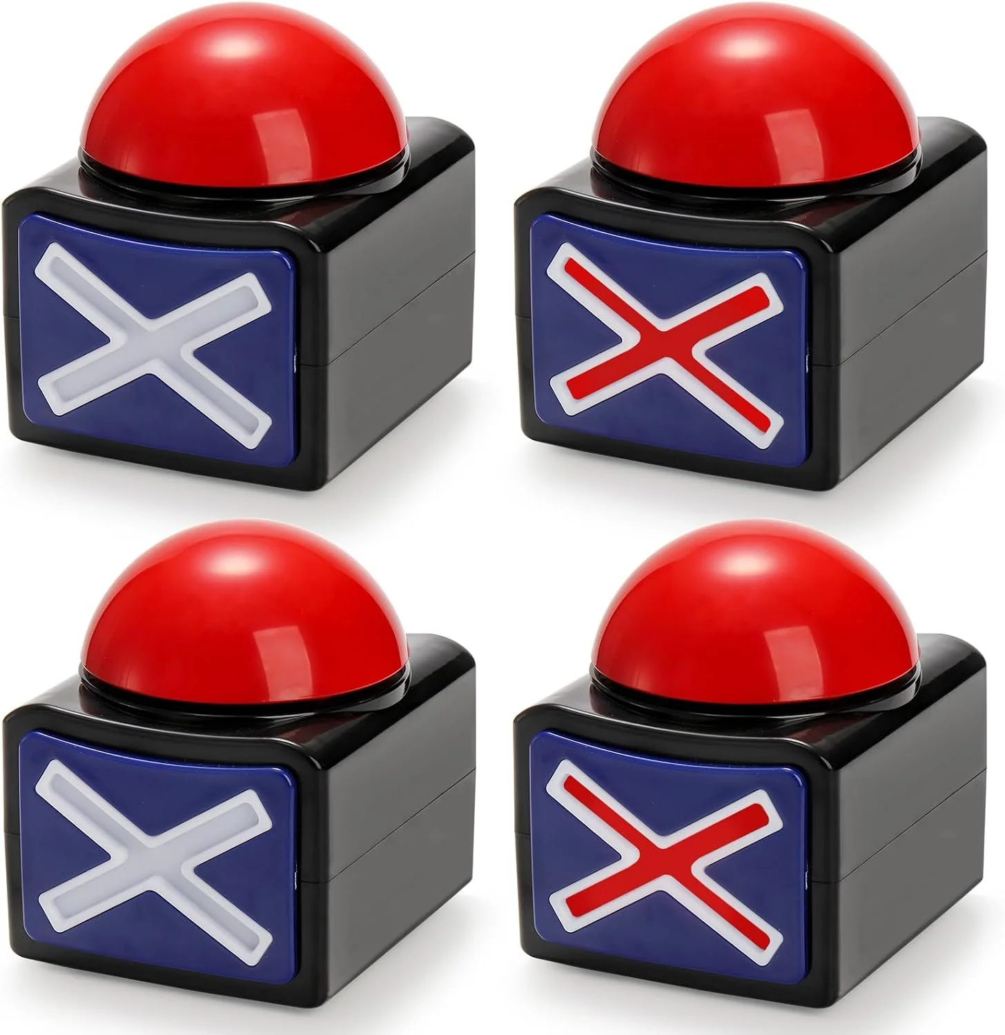 4 Pack Game Answer Buzzers, Answer Button Props with Sound and Light, Trivia Quiz Got Talent Buzzer for Game Show, Buzzer Alarm Buttons, Party Contest Prop Toy Perfect for Kids Adult