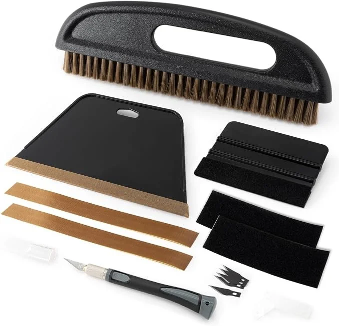 Wallpaper Smoothing Tool Wallpaper Brush Tools Kit with Felt Squeegee Craft Precision Knife for Paper Peel and Stick Wallpaper Car Wrap Vinyl Window Tint Film Wallpaper Adhesive (Kit 02)