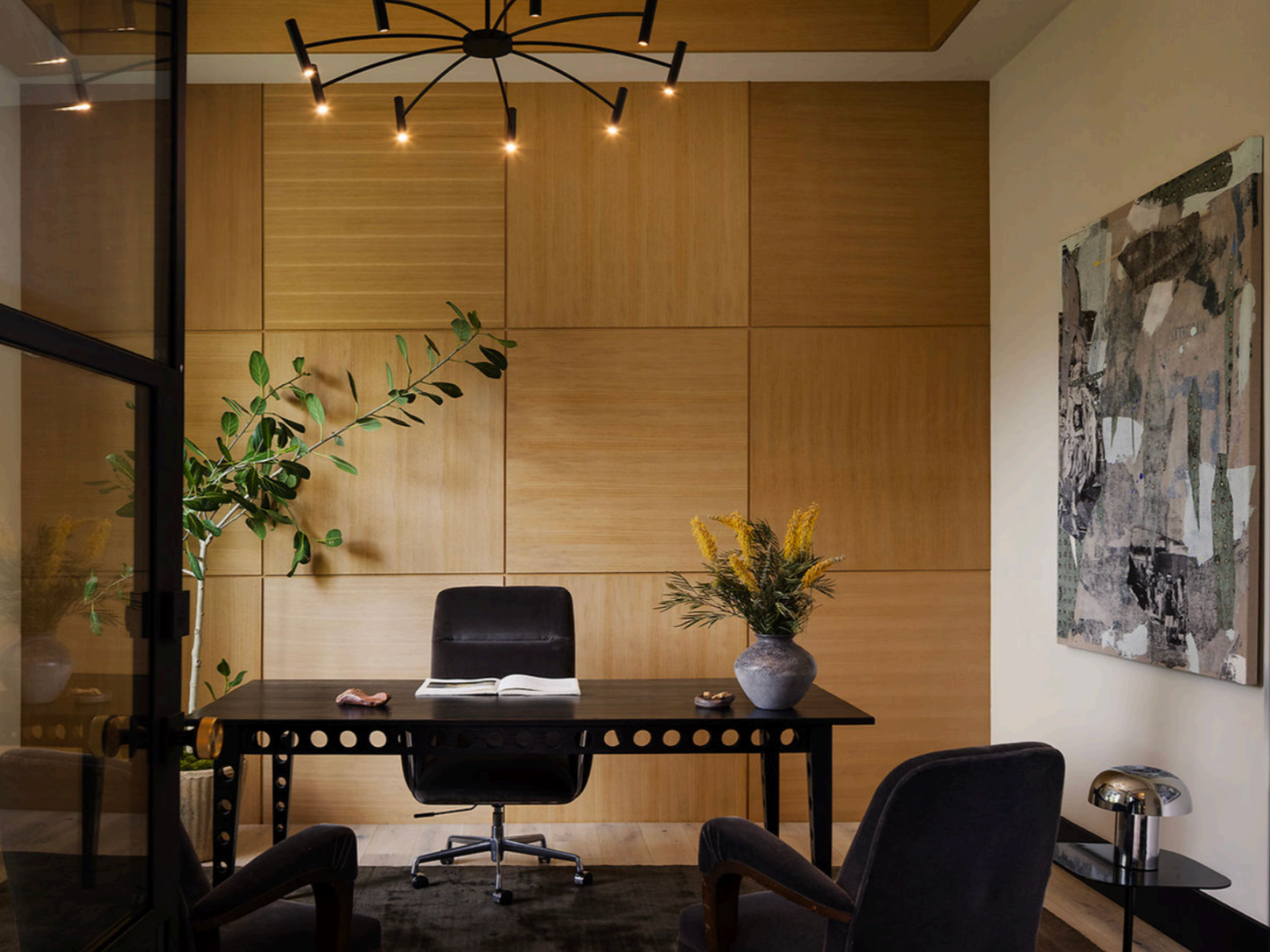 Luxury art staging in Los Angeles featuring museum-quality contemporary artwork in a modern luxury residence.