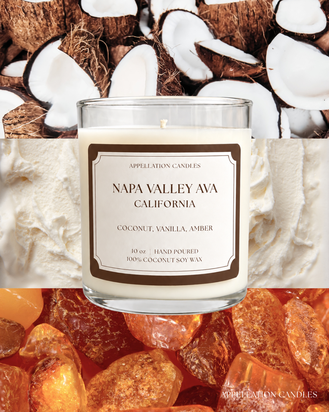 Napa Valley AVA Candle - Coconut, Vanilla, Amber