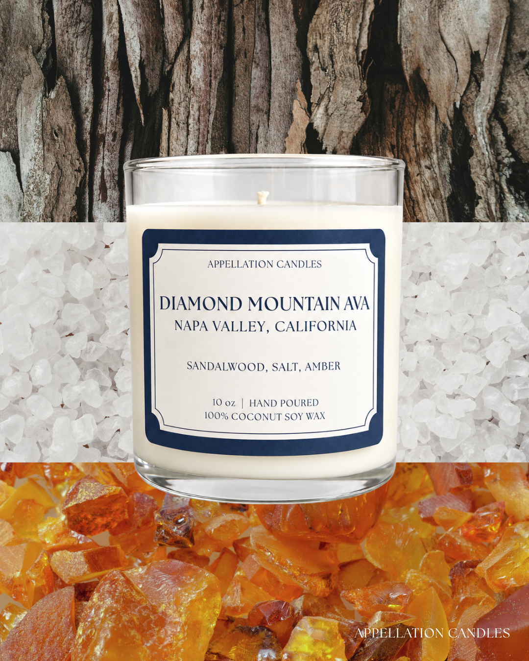 Diamond Mountain AVA Candle - Sandalwood, Salt, Amber