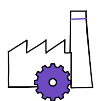 Icon of a gear with a smaller gear inside it, both in purple.