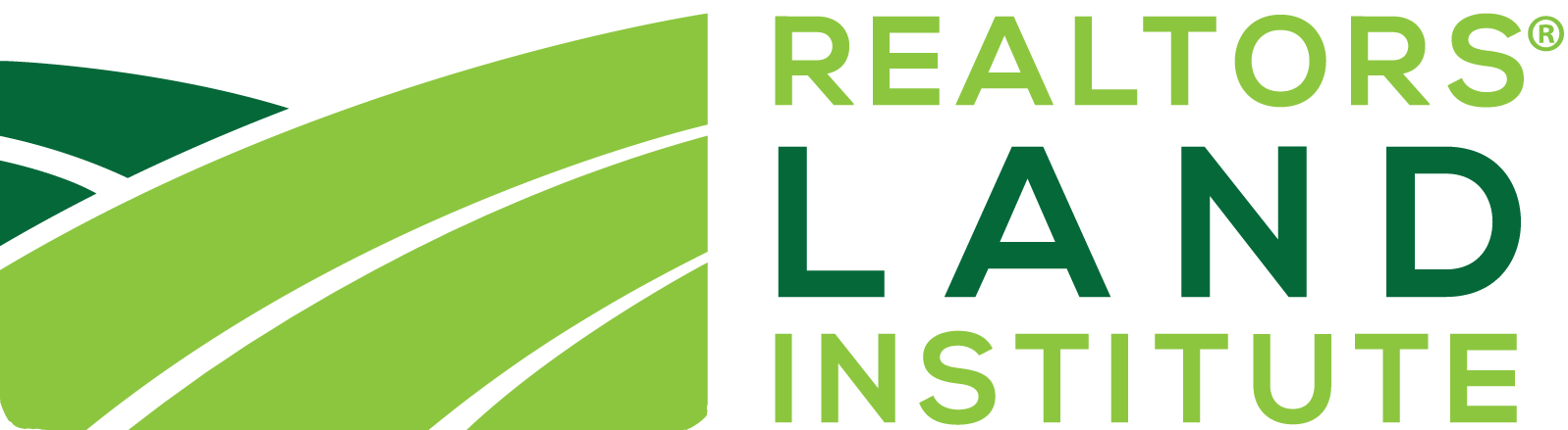 Rectangle logo green and white of the Realtors Land Institute.