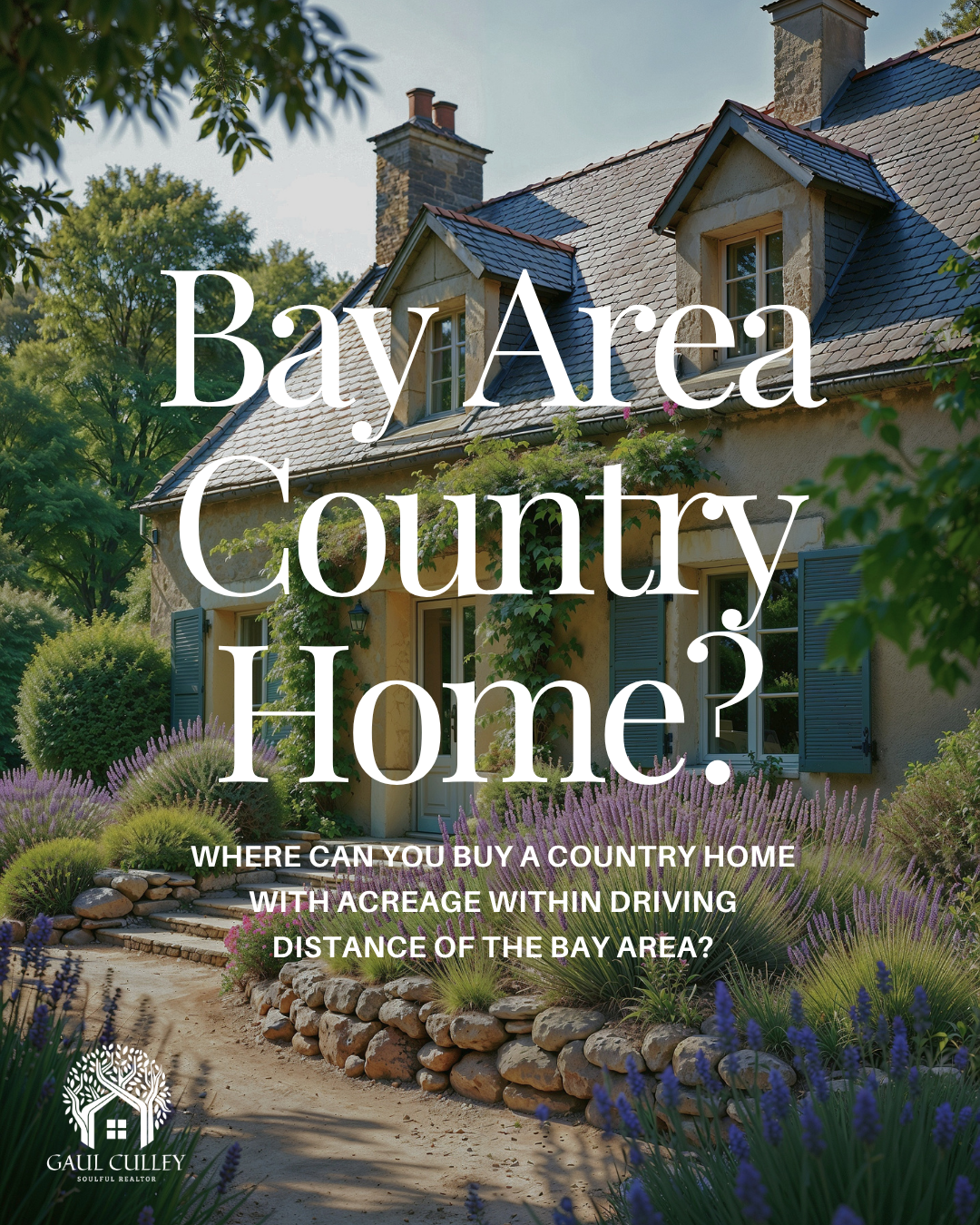 Where can you buy a country home with acreage within driving distance of the Bay Area?