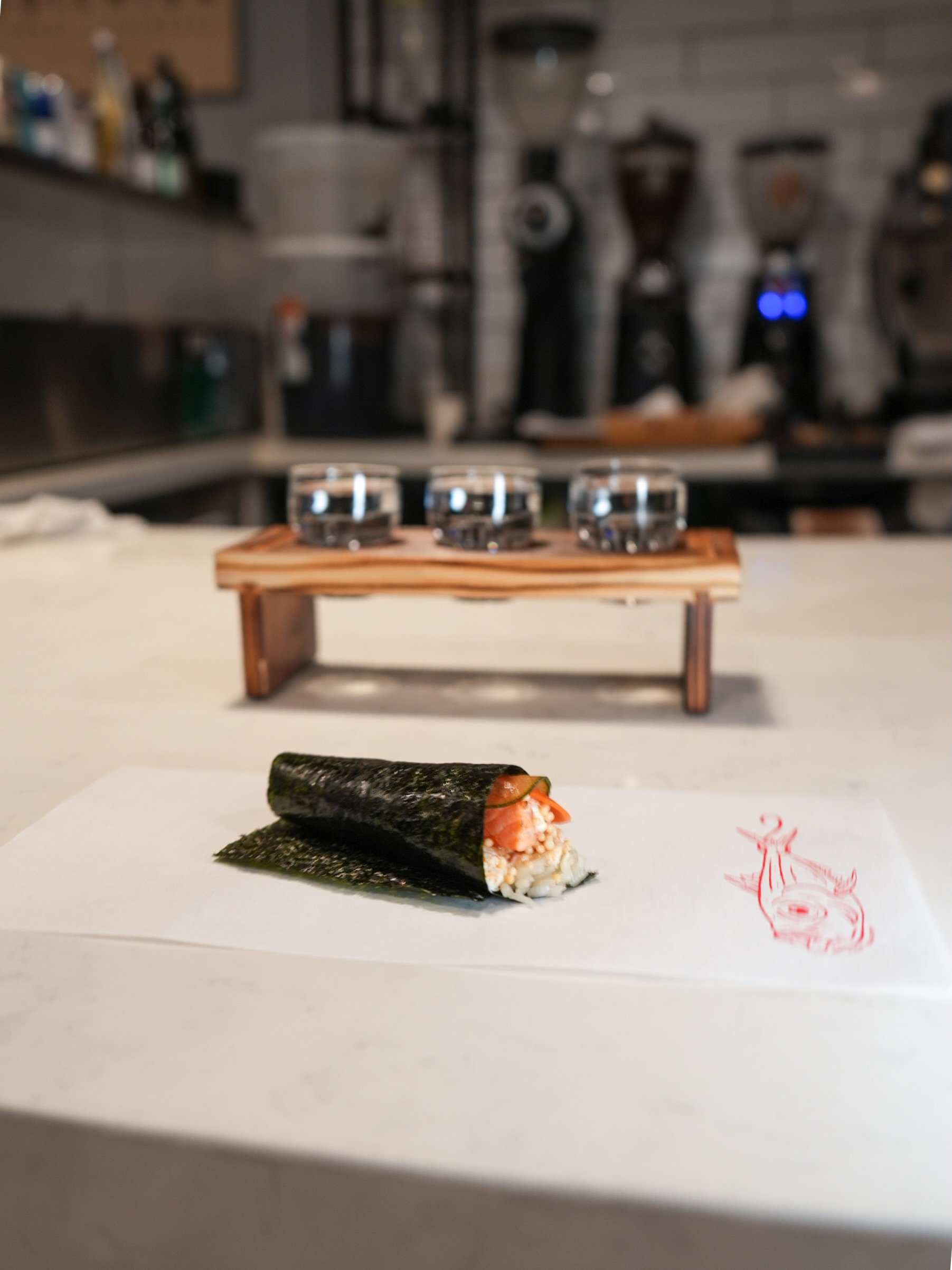 Hand rolls &amp; sake flights 🍶 available at Sherman Oaks 

#sakeflight #sake #shermanoaks 

Did you know we have a secret hand roll meant to be enjoyed with our Sochlada (@la_soju + michelada) 🌶️🍻🍶

#secretmenu #michelada #handroll