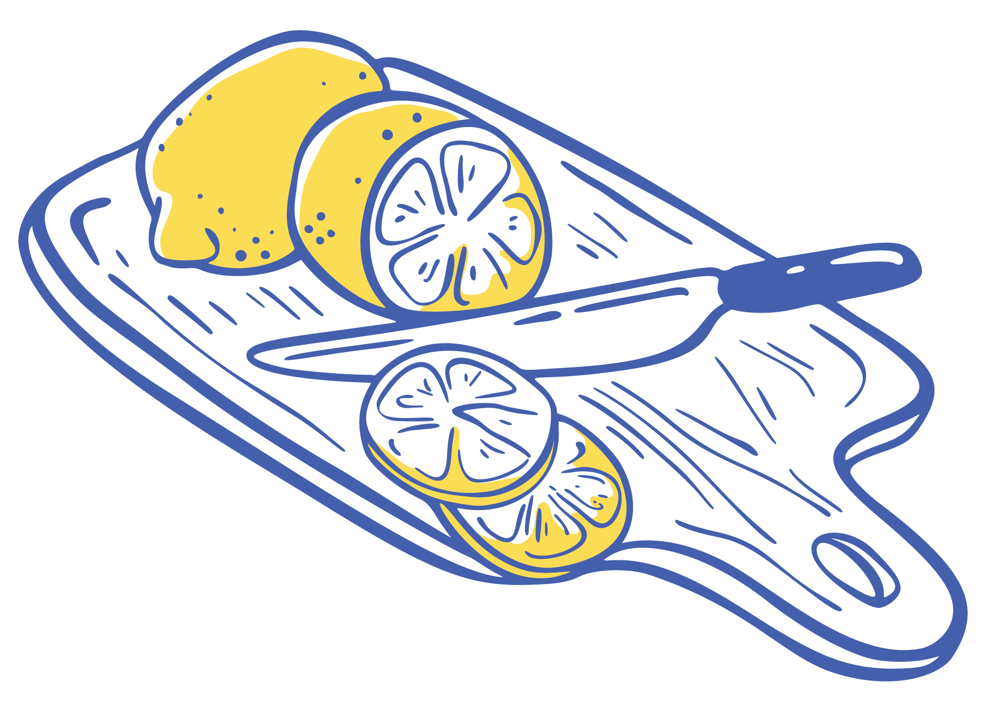 Illustration of a lemon and lemon slices on a cutting board with a knife, representing therapy for grief, trauma, and life changes.