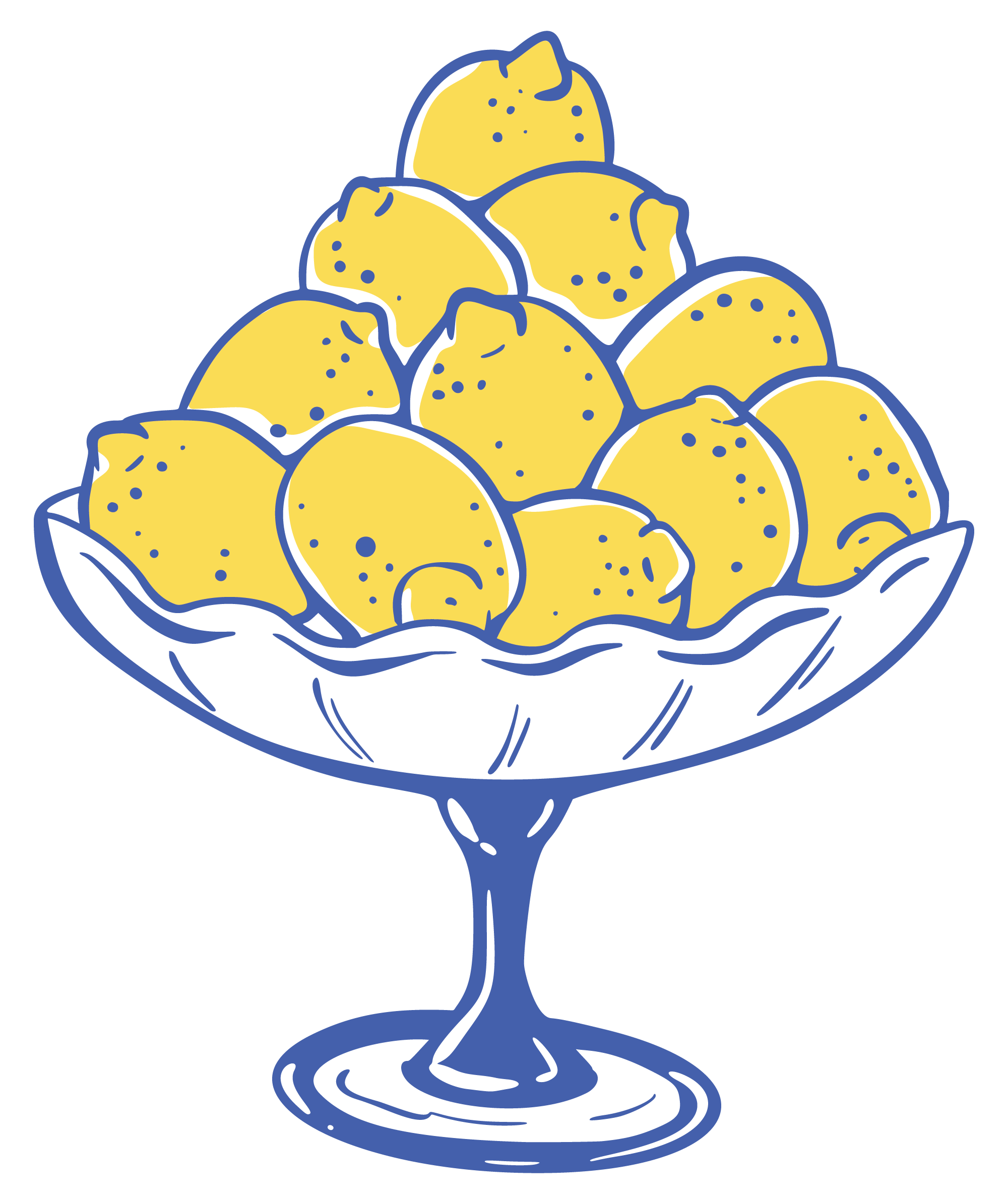 Illustration of a crystal bowl filled with bright yellow lemons representing LMFT supervision, mentorship, and EMDR consultation.