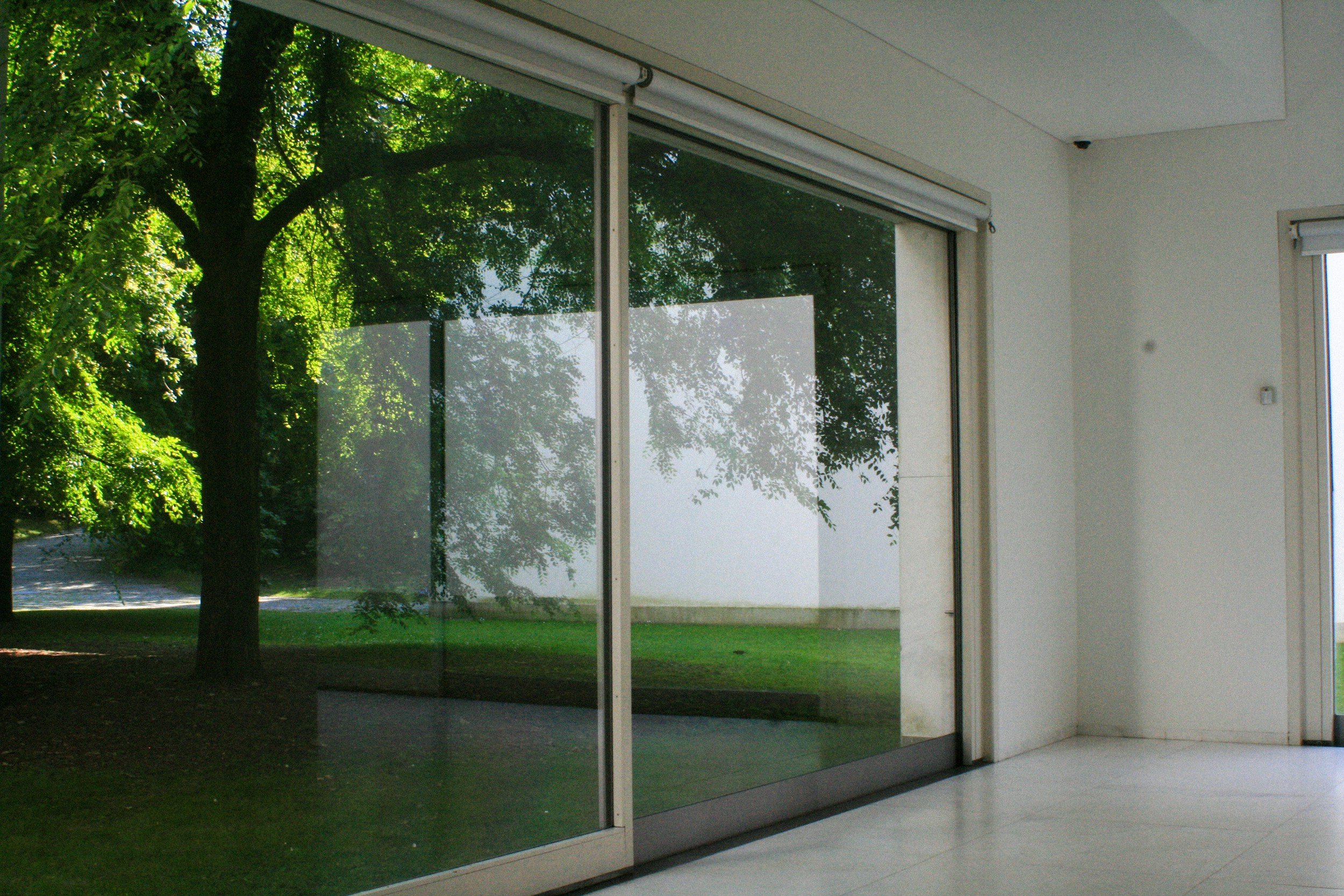 Rolled up double roller shades for a sleek and hidden look.
