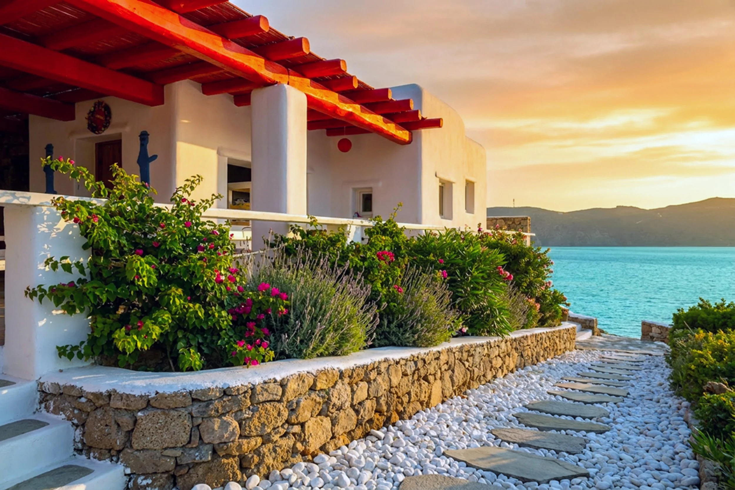 16_Greece Red Cazebo Building By Sea.jpg