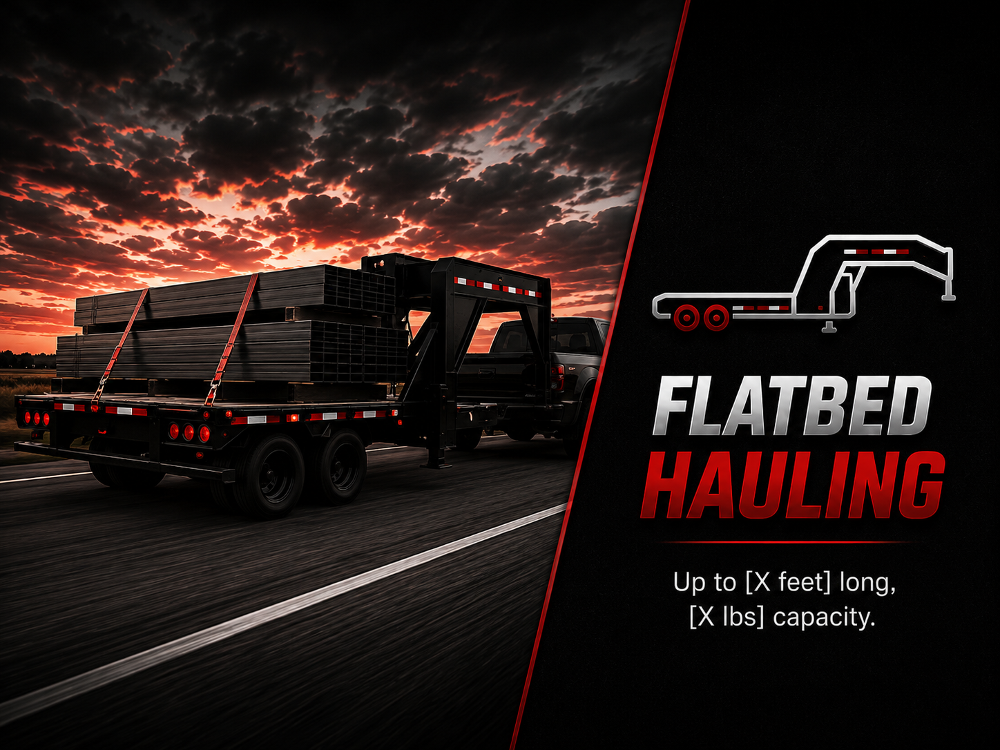 flatbed trailer with construction items on it