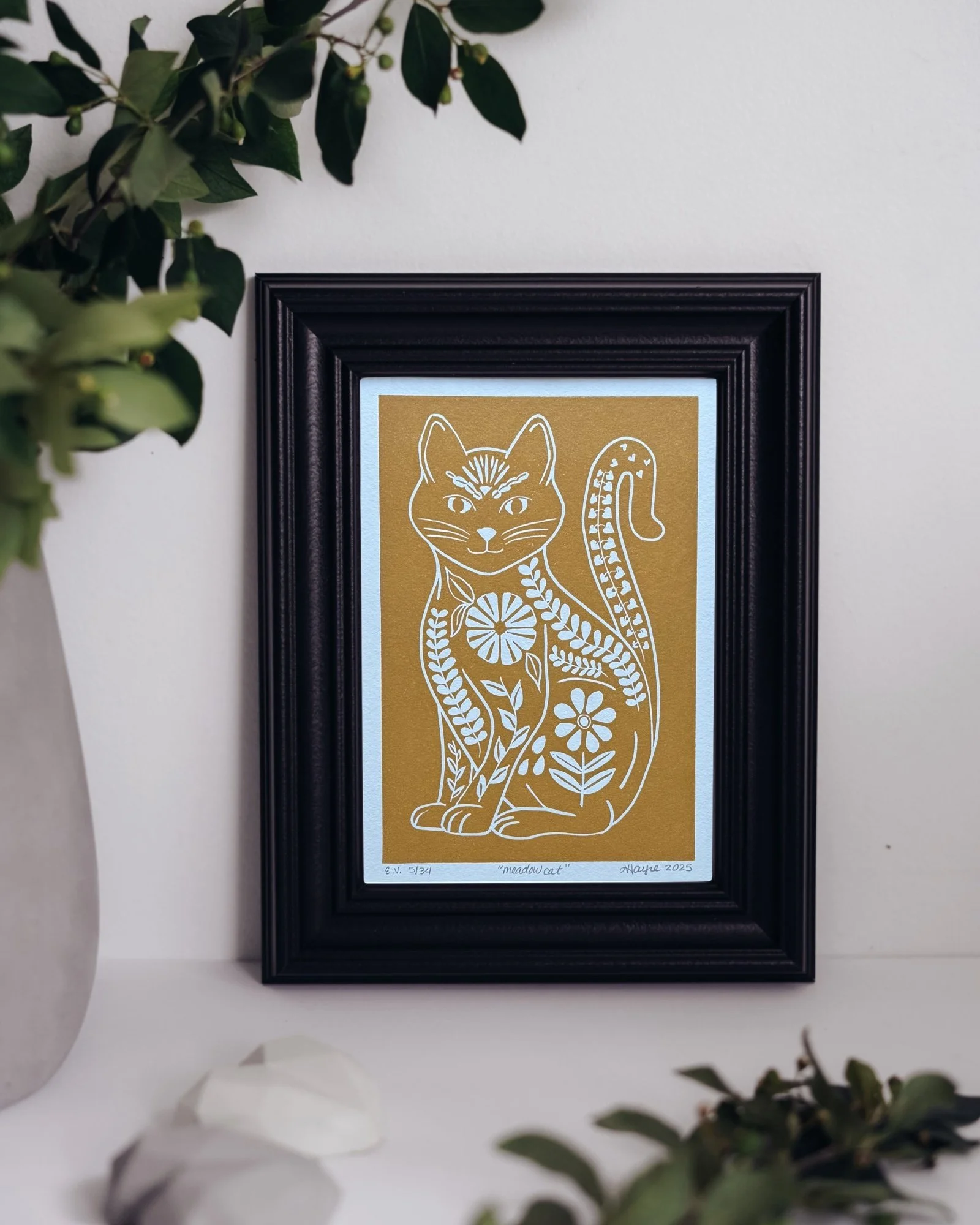 Meadow Cat Mustard Yellow 6x8 Framed.jpg